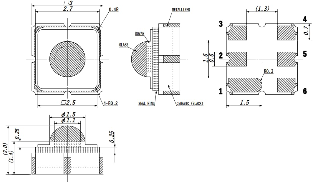 Mechanical Drawing - Marktech Optoelectronics MTSMx Visible Emitters Mechanical Drawing - Marktech Optoelectronics MTSMx Visible Emitters